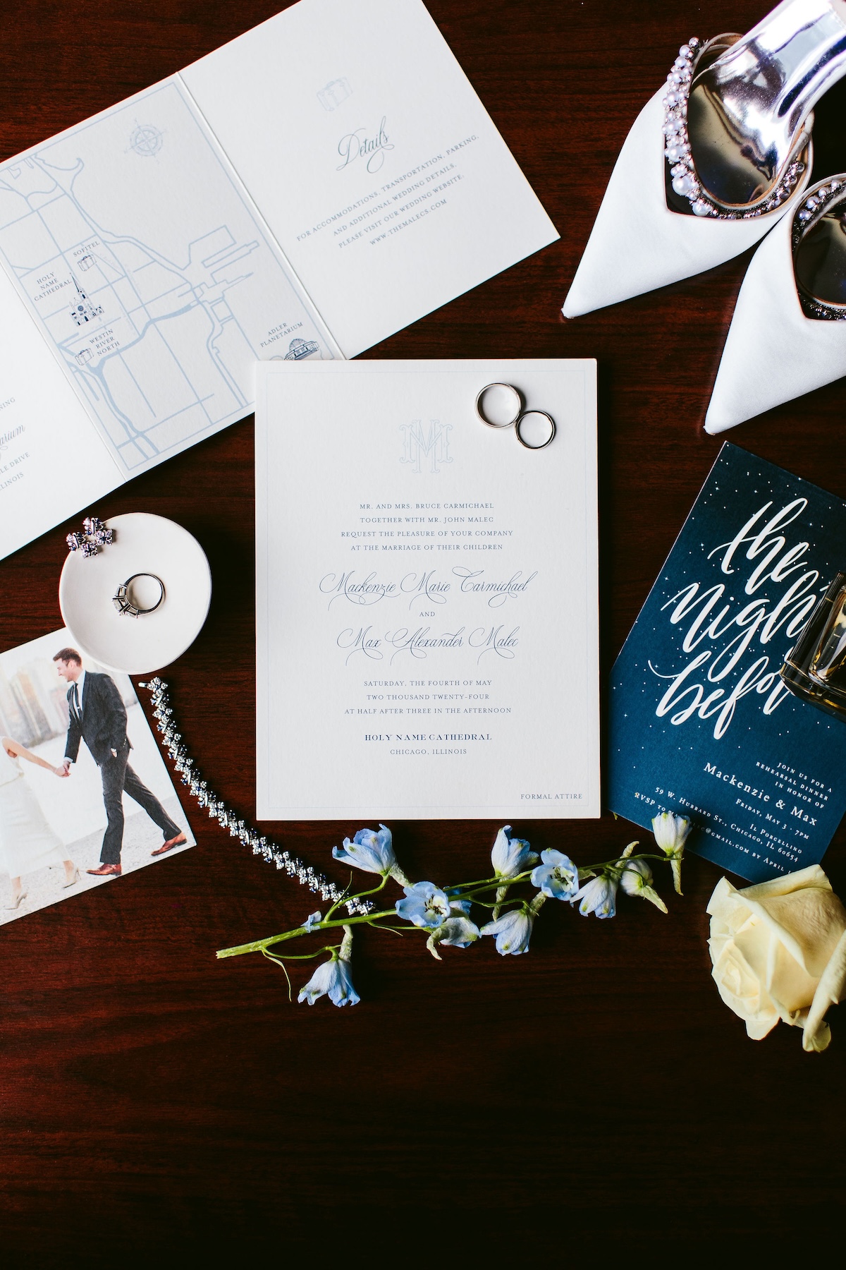 blue and white wedding invitations