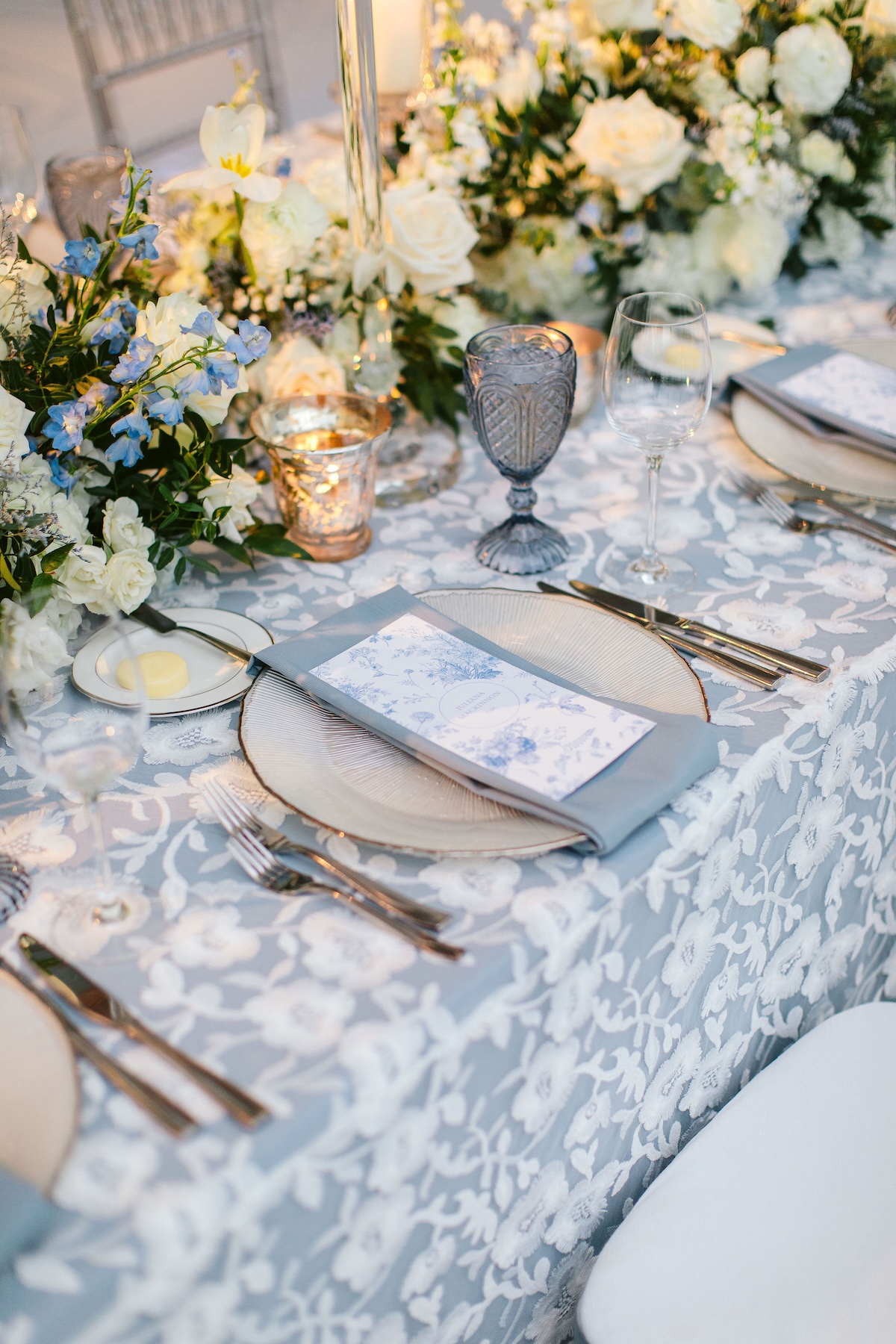 blue and white reception 