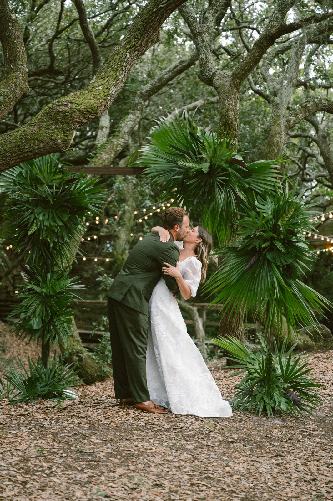 palm frond floral arch