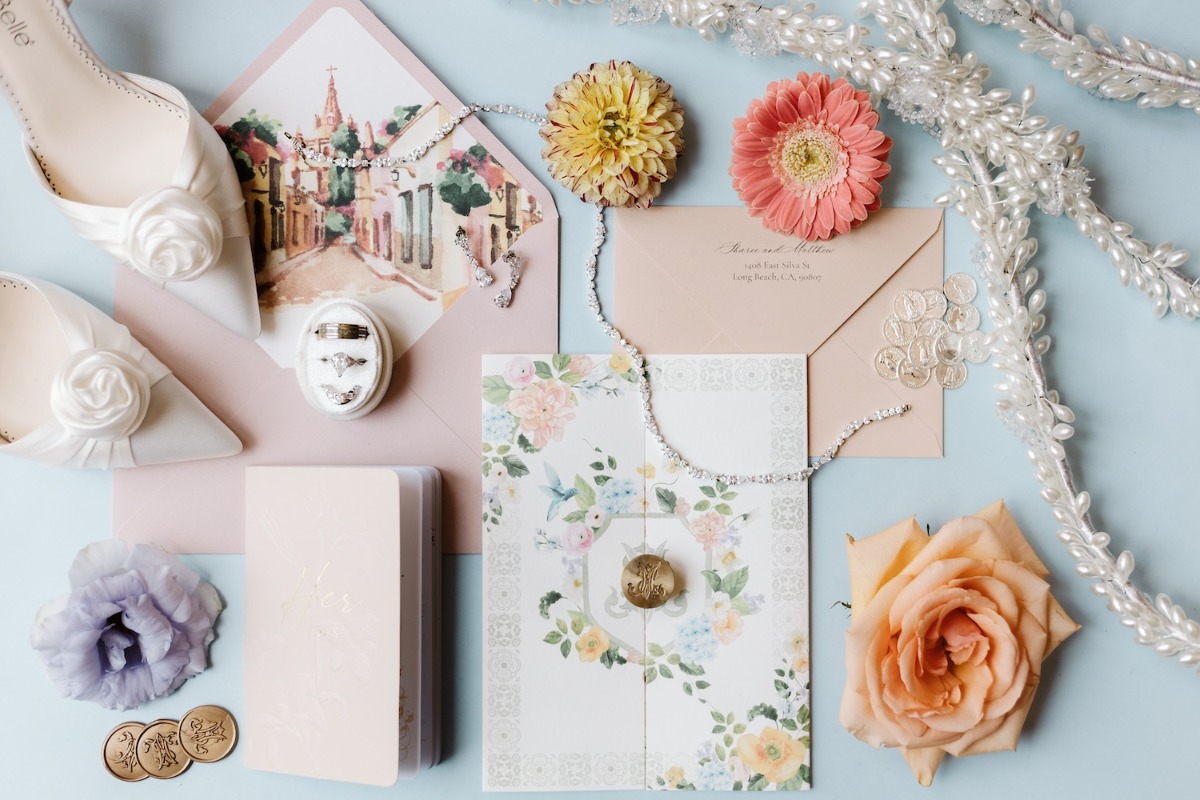 pastel wedding stationery suite