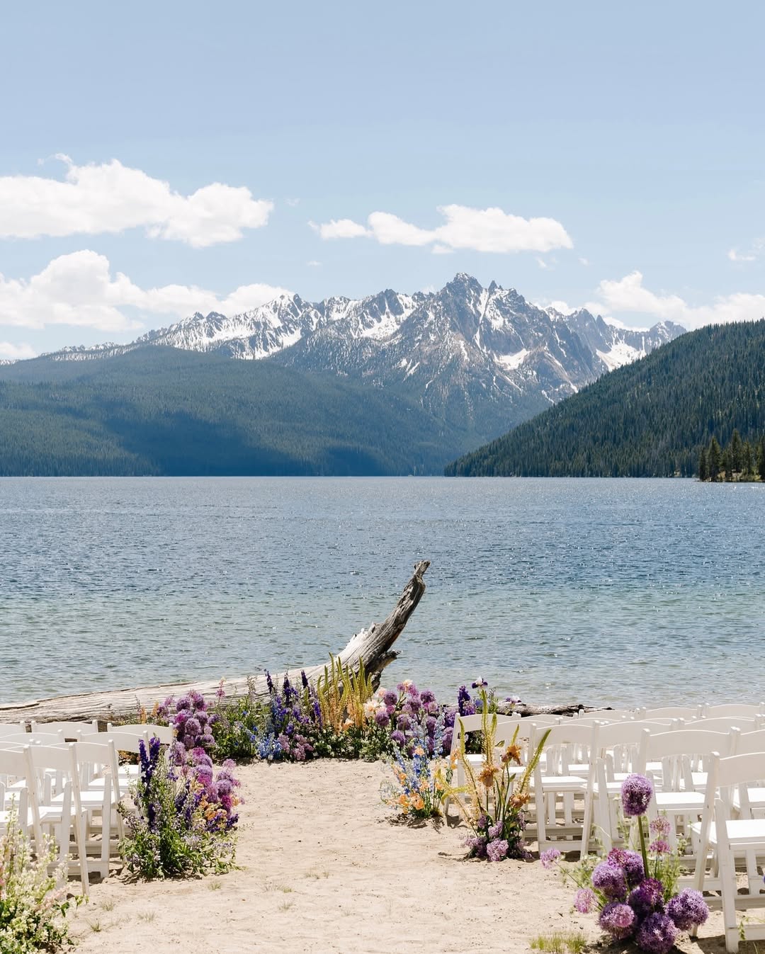 wedding overlooking lake in idaho