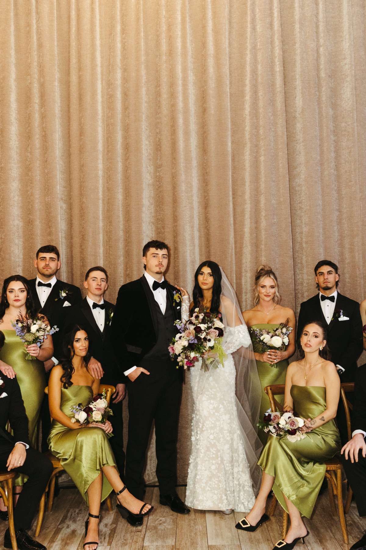serious bridal party portrait