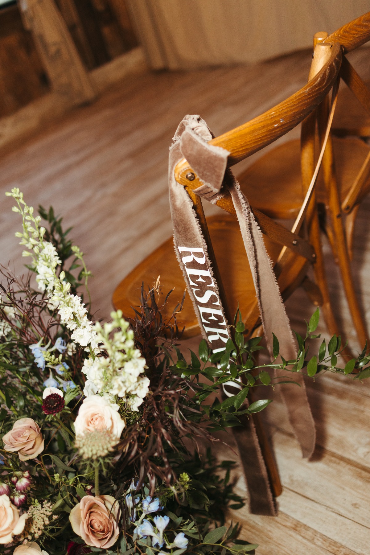 velvet reserved ribbon for wedding seats