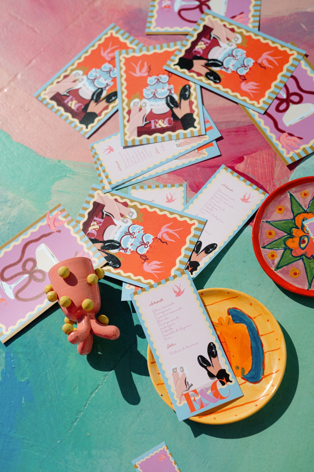 colorful wedding invitation ideas