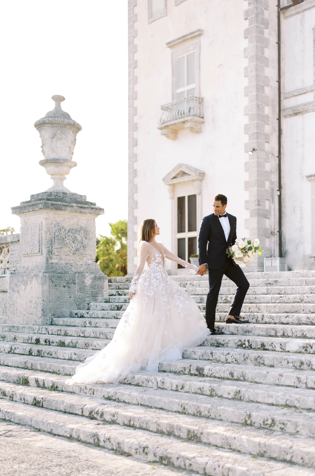 couple walking up stairs
