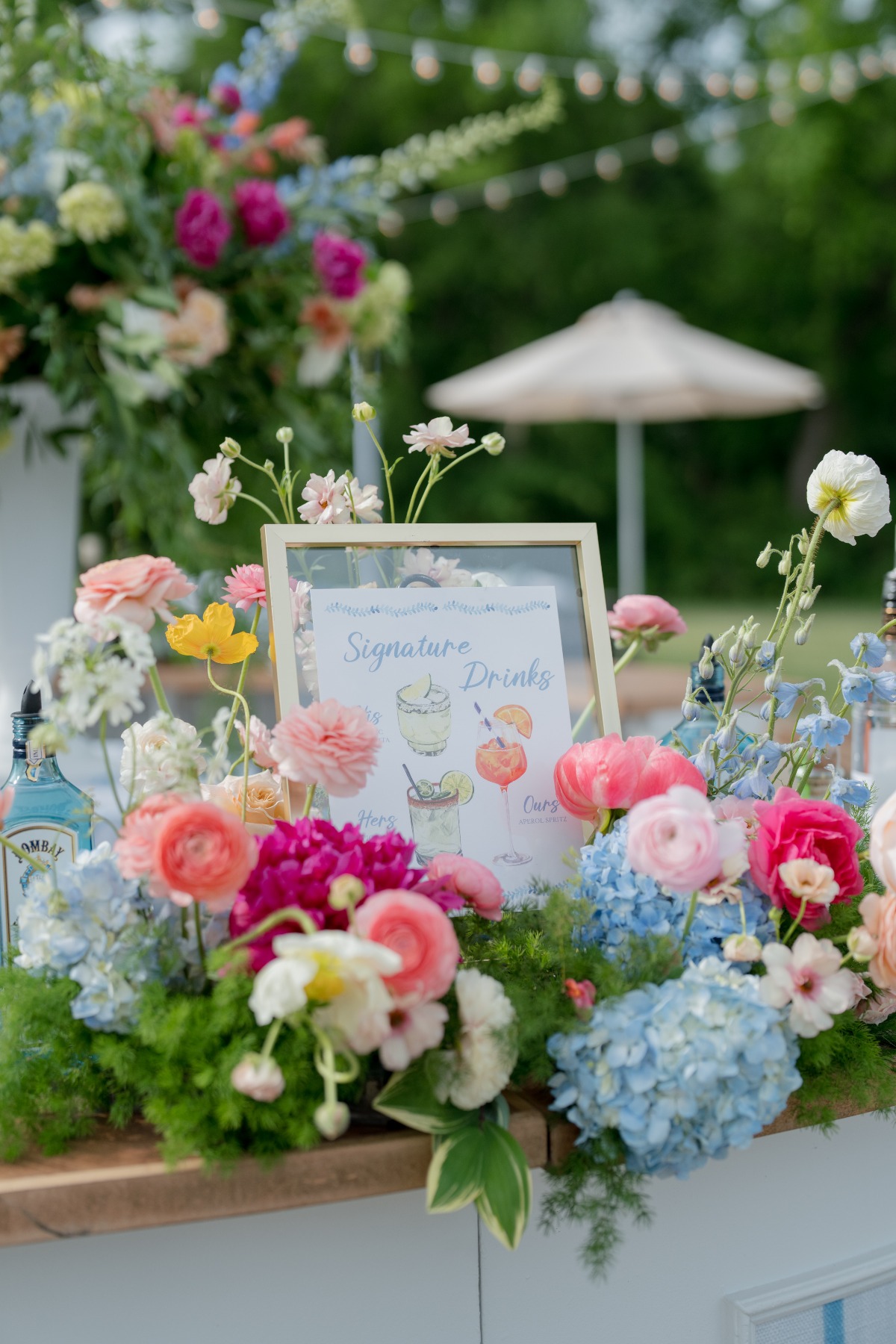 watercolor cocktail sign for wedding