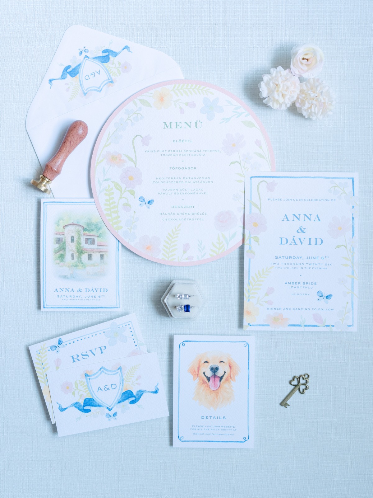 custom pastel wedding stationery suite