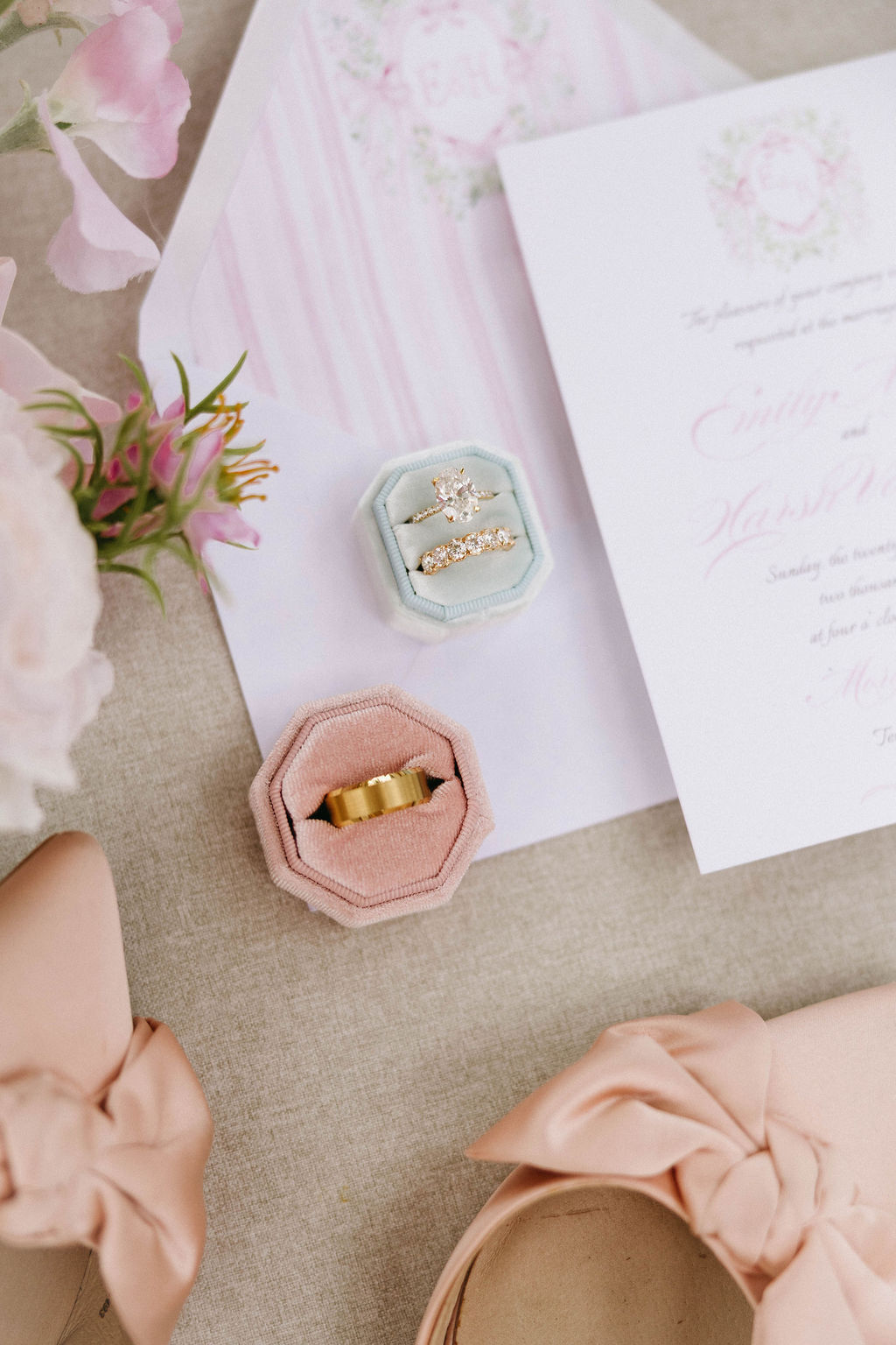pastel pink wedding stationery