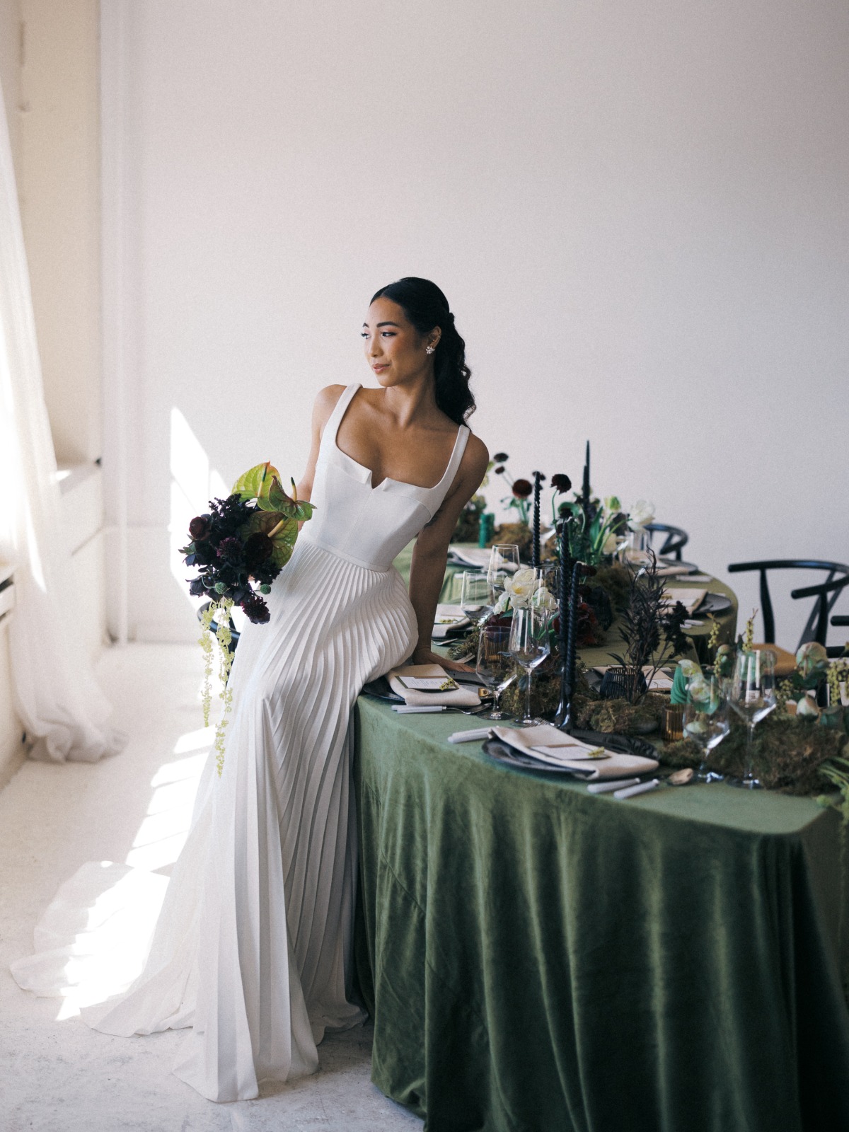 mid century modern green wedding ideas
