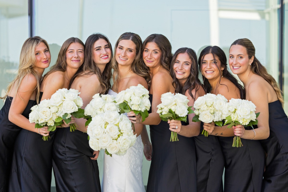 bridesmaids in black