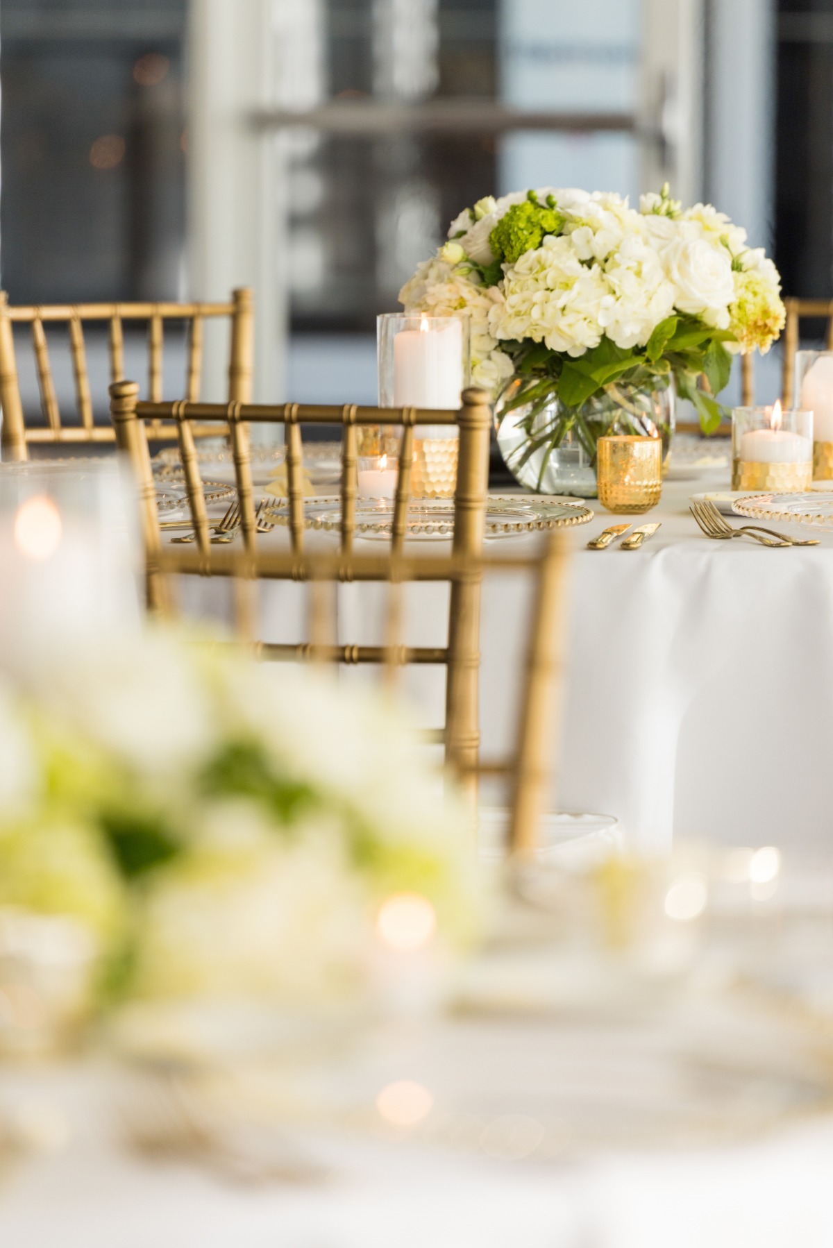 gold and white wedding decor
