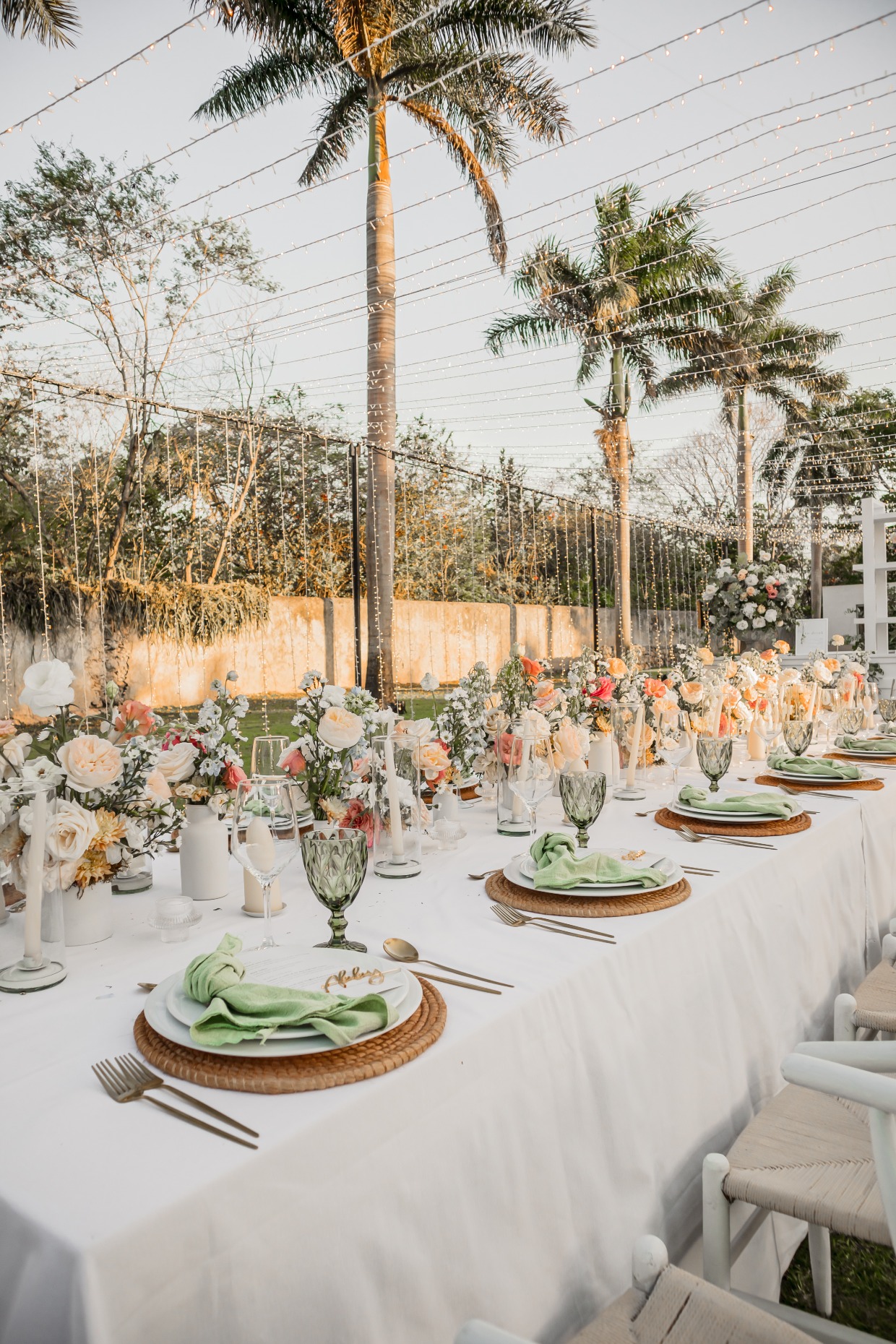 outdoor wedding reception at Hacienda Sac Chich