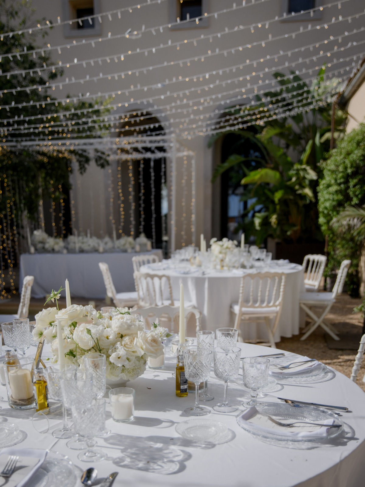 monochromatic classic wedding reception