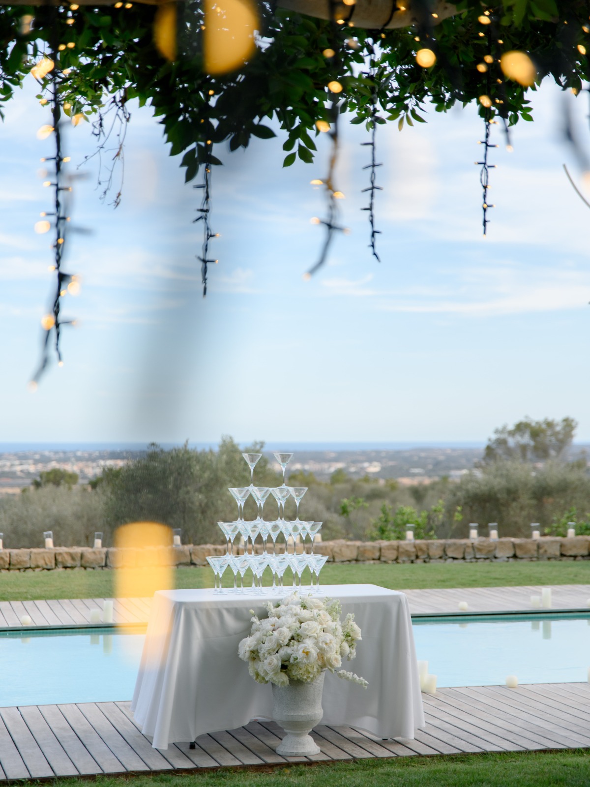 martini glass tower for wedding