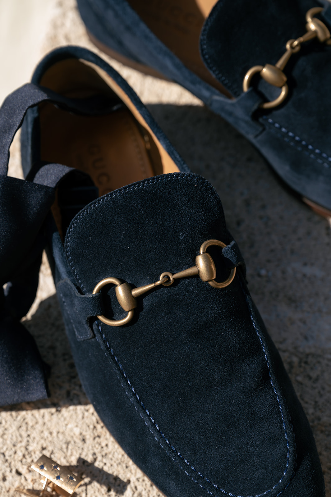 blue suede loafers
