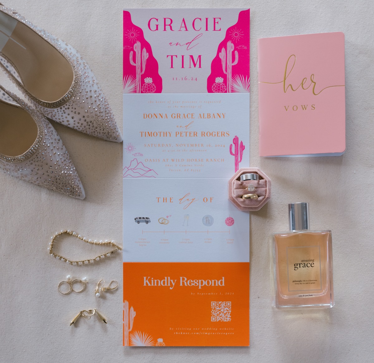 wedding bridal details and invites