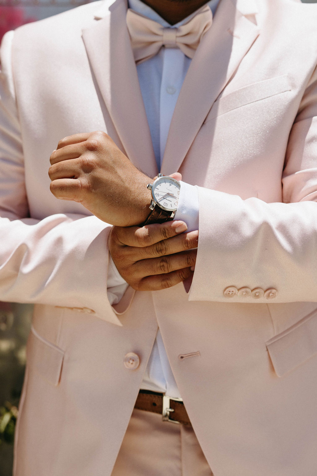 pink suit for groom