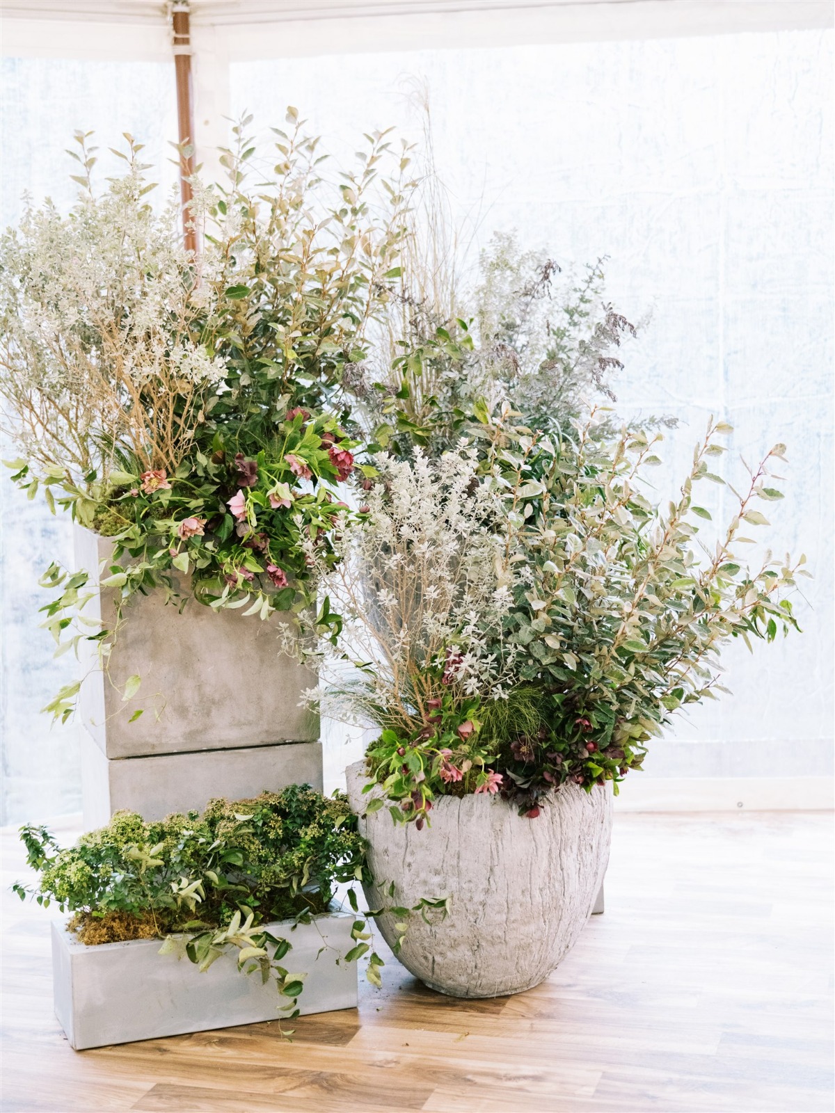 potted wedding flower arrangements