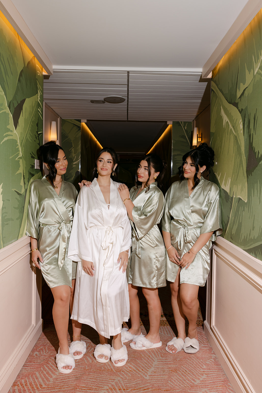 sage satin robes for bridesmaids