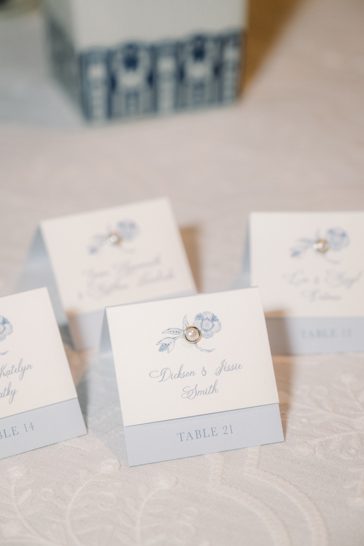 pearl-accented place cards