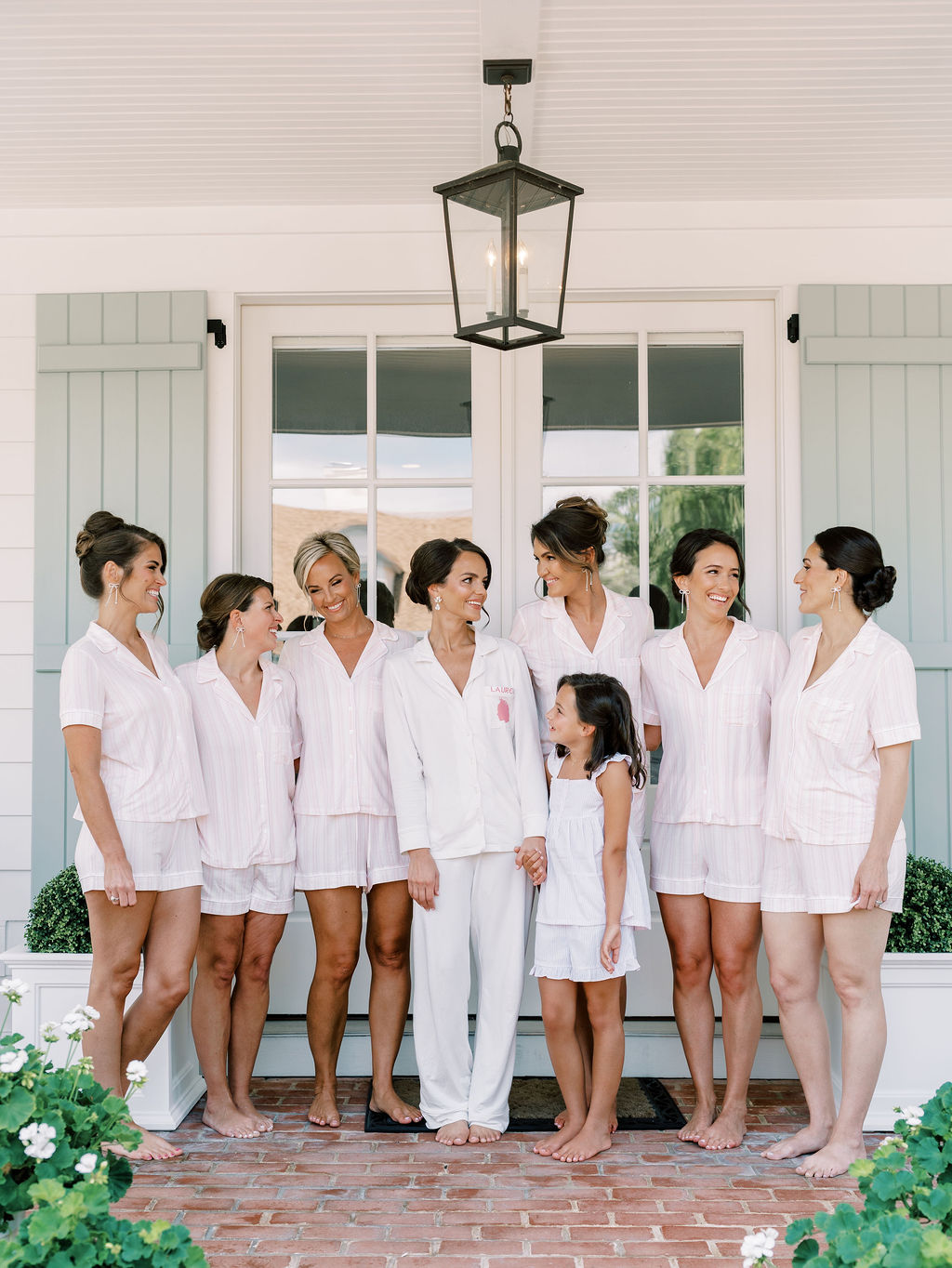 bridesmaids in pink pajamas
