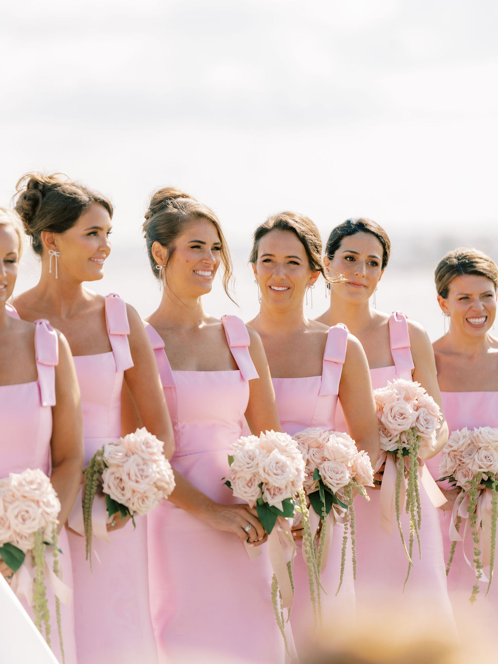 pink bow bridesmaid dresses