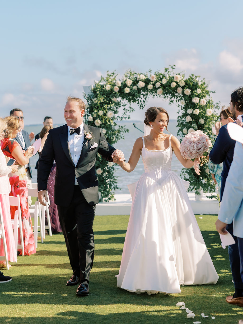 pearl neckline wedding dress