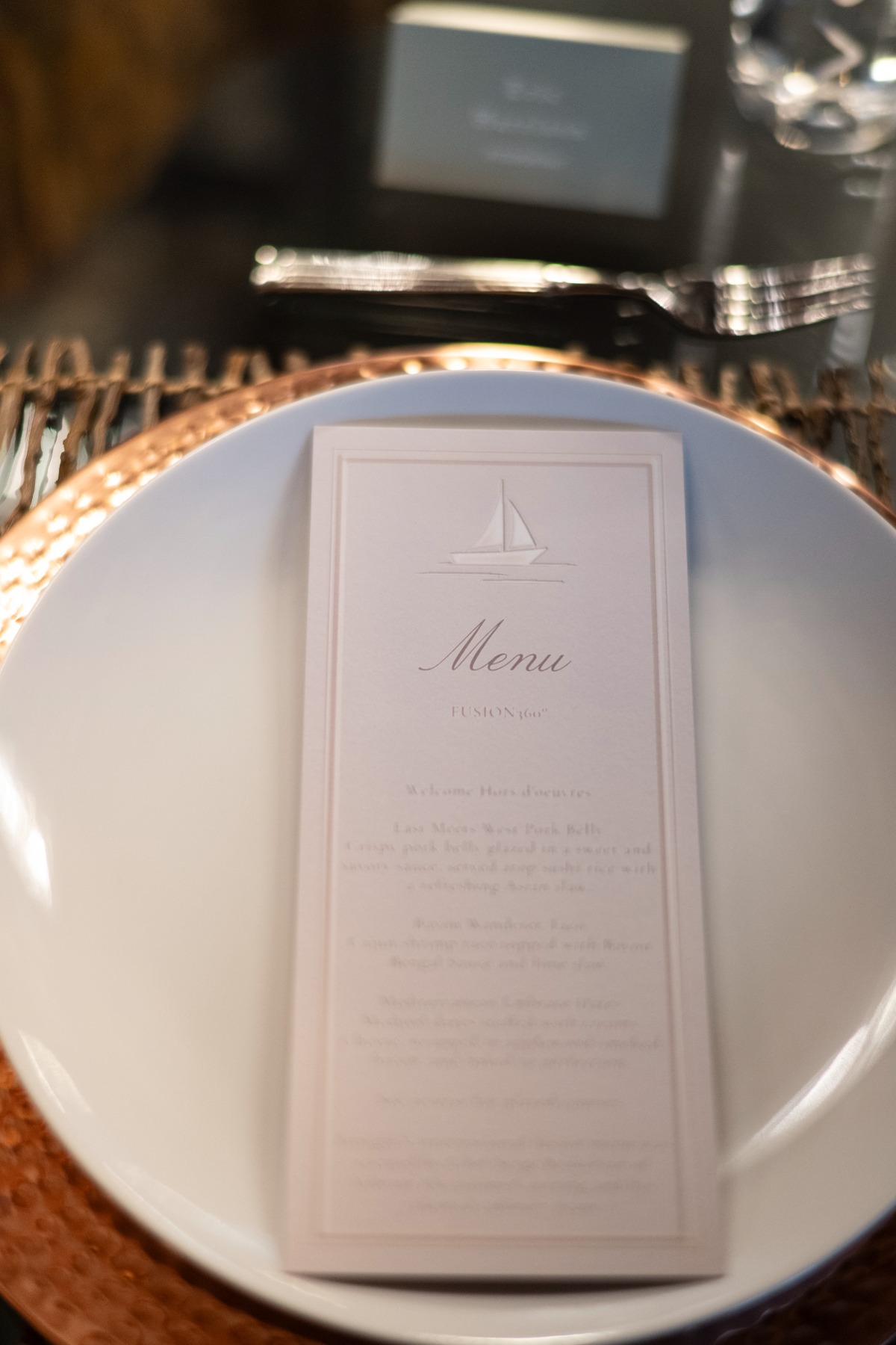 travel themed wedding menu