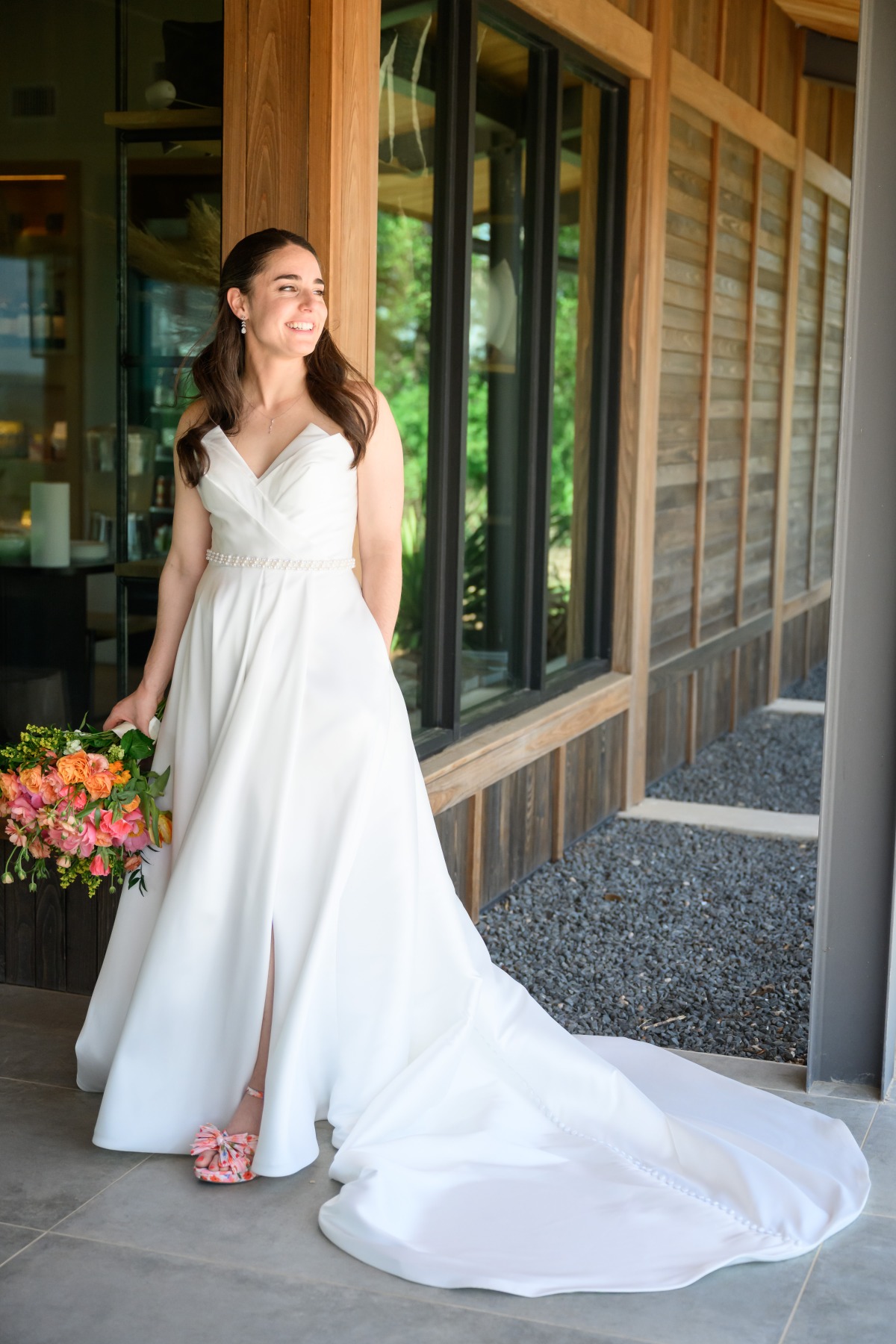wrap strapless wedding dress