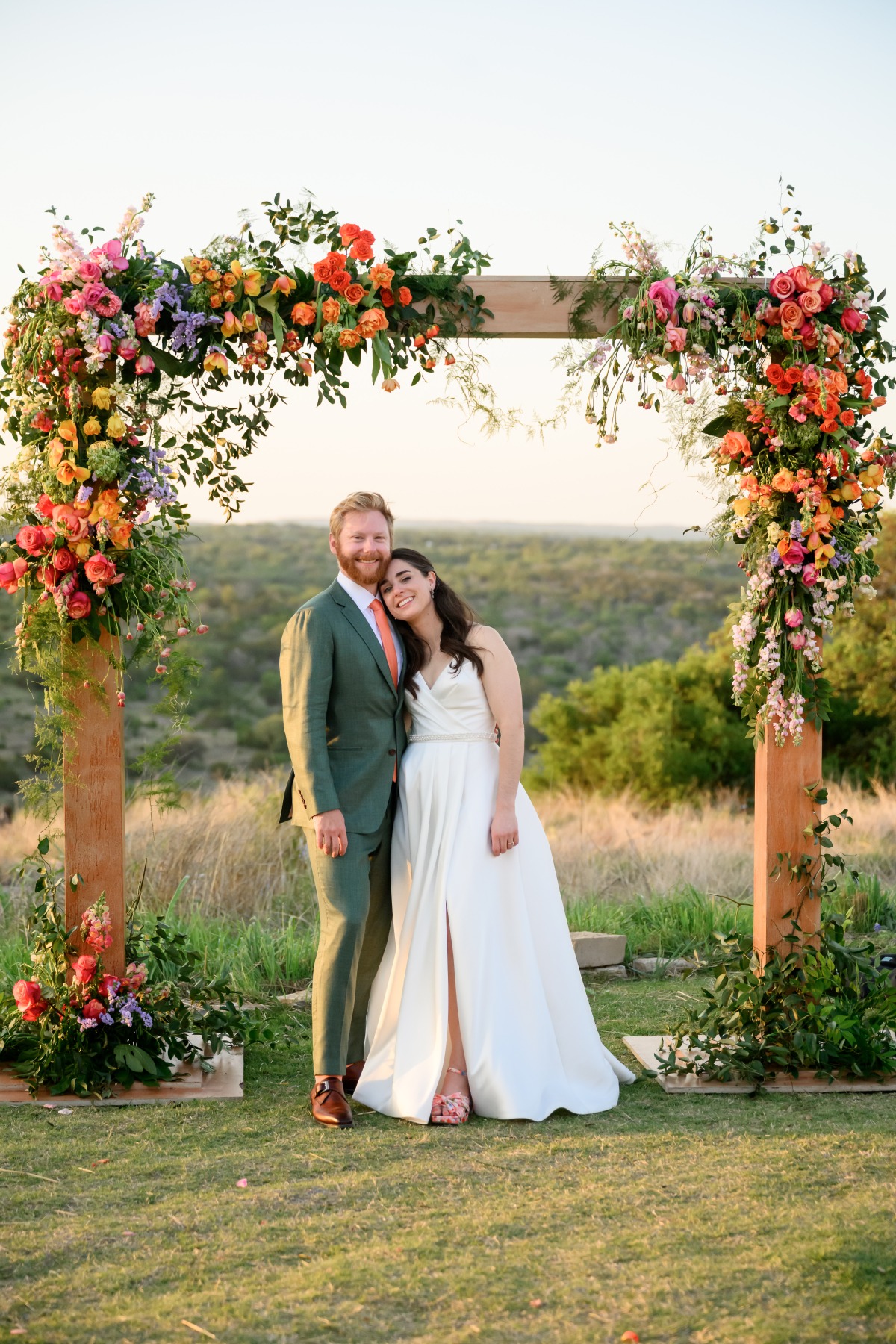 colorful wedding floral arch