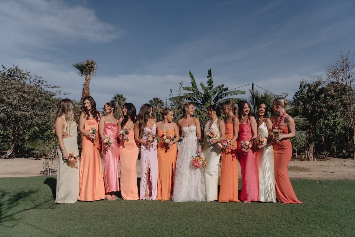 sunset colored bridesmaid dress ideas