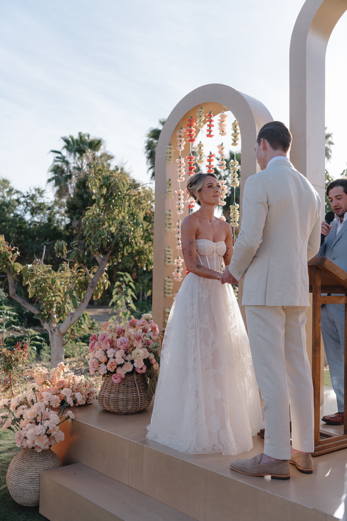 modern minimalist floral arch for wedding
