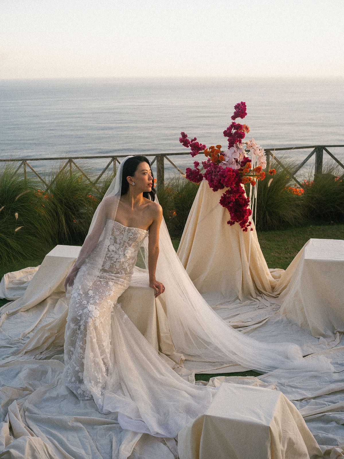strapless fitted lace wedding dress