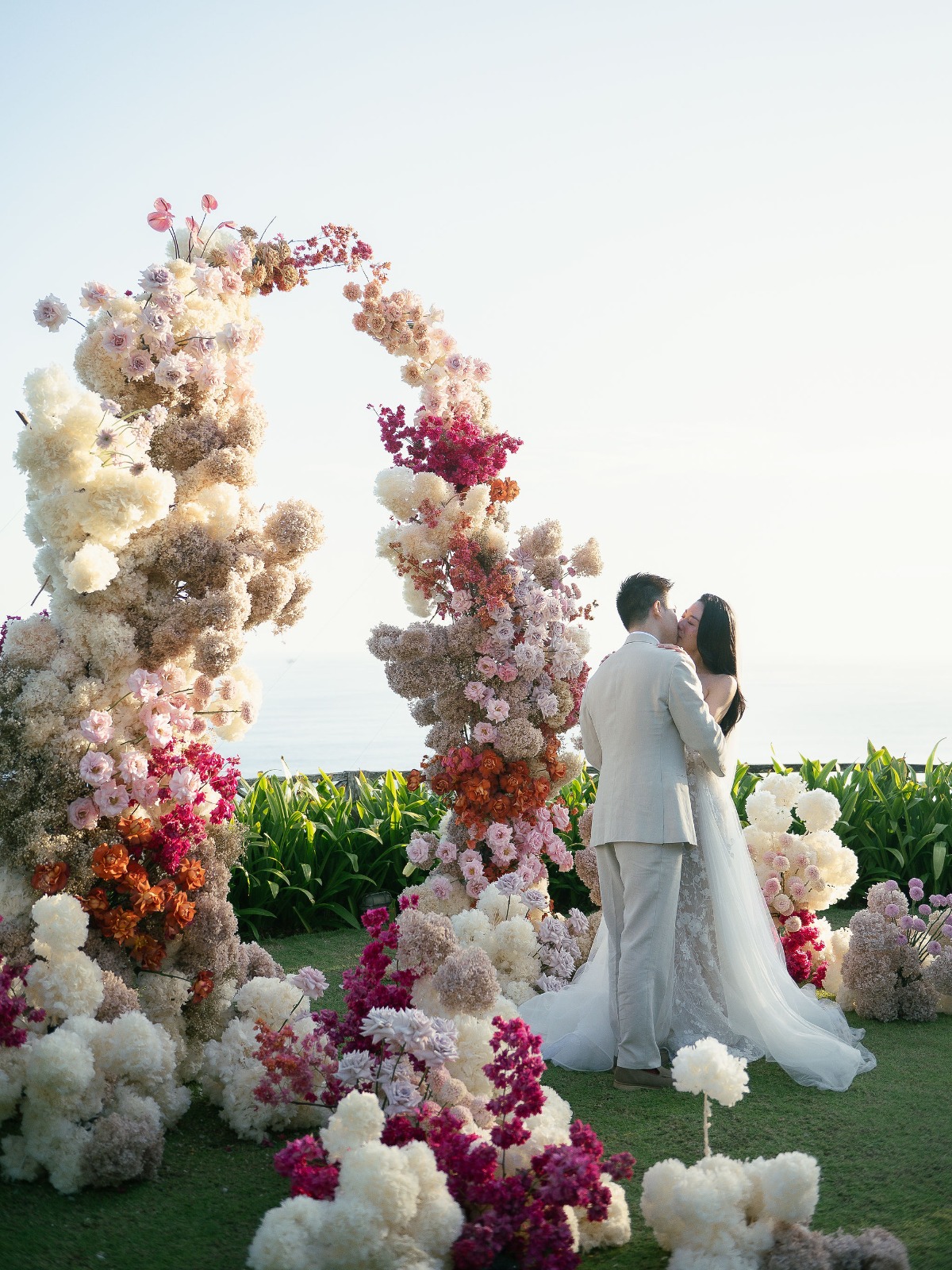 cloud-like floral arch