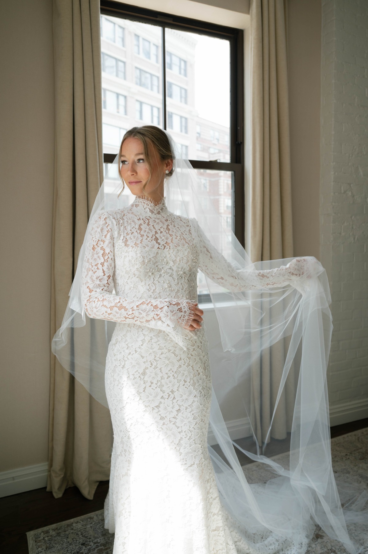 cathedral length veil with blusher