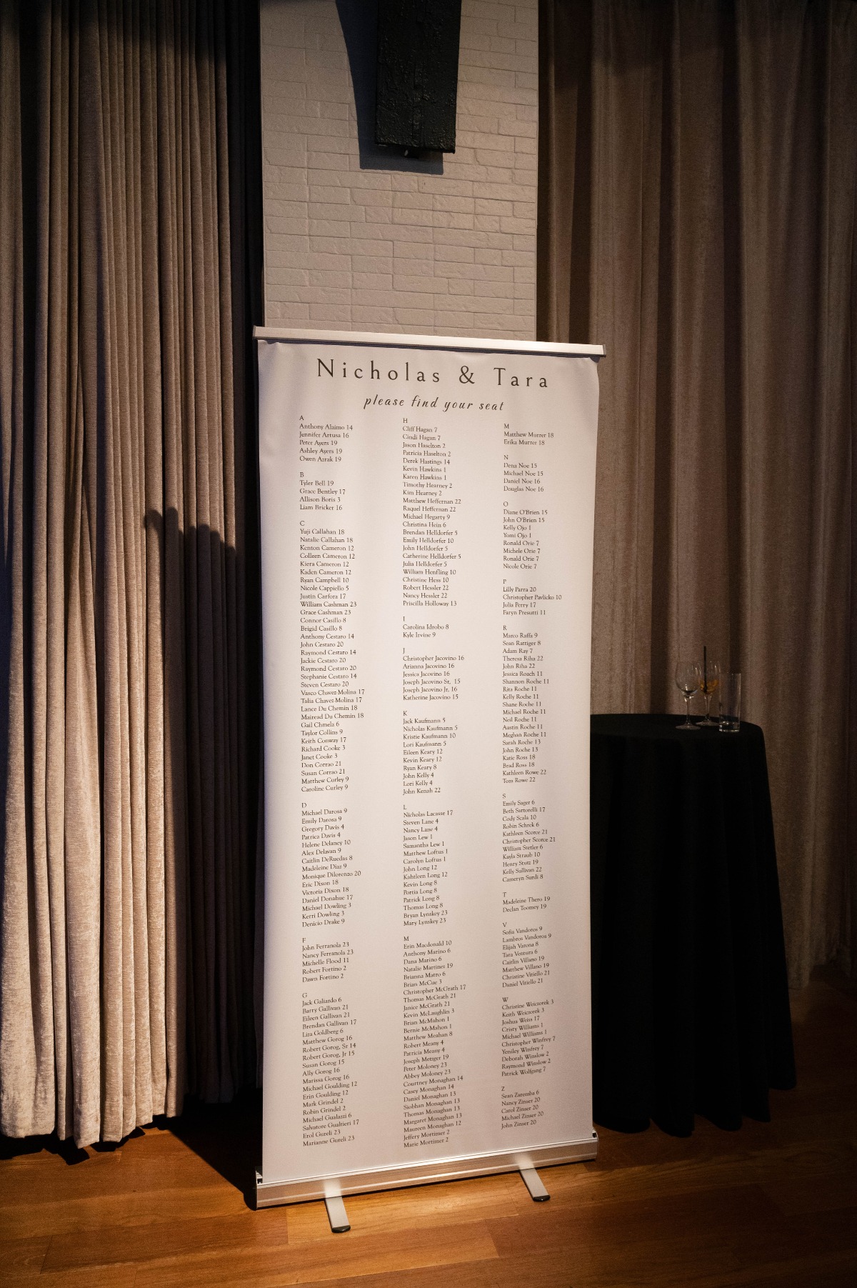 black and white seating chart