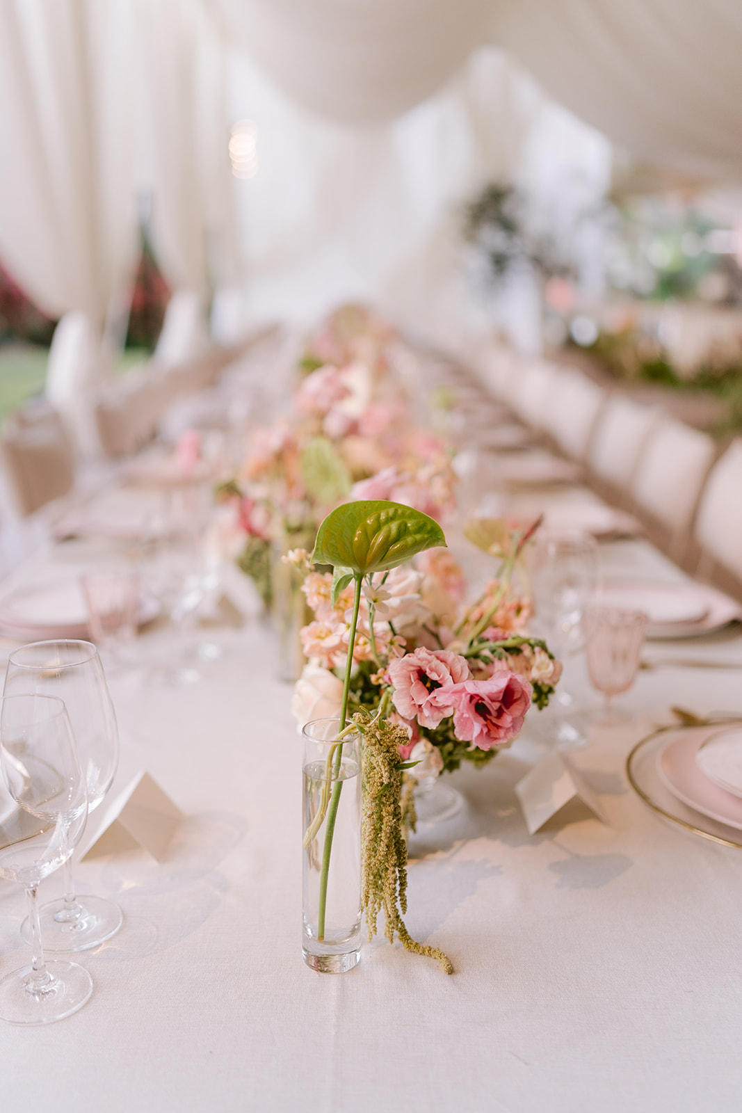 delicate pink wedding flowers