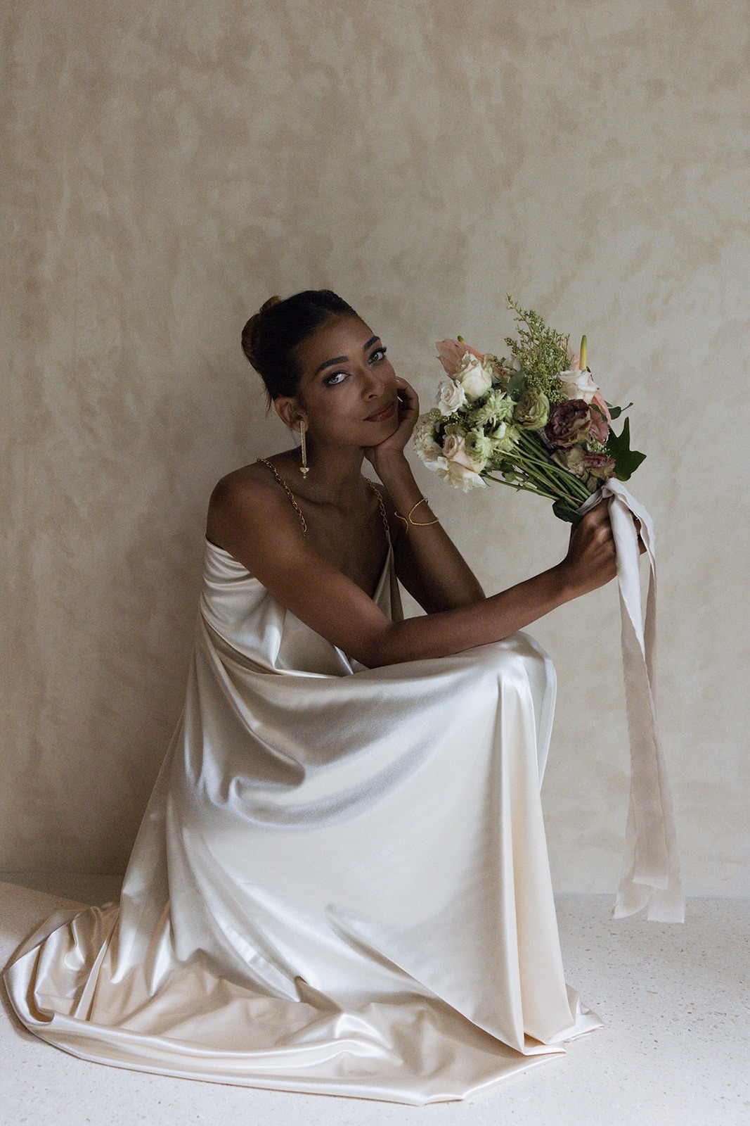 minimalist silk wedding dress