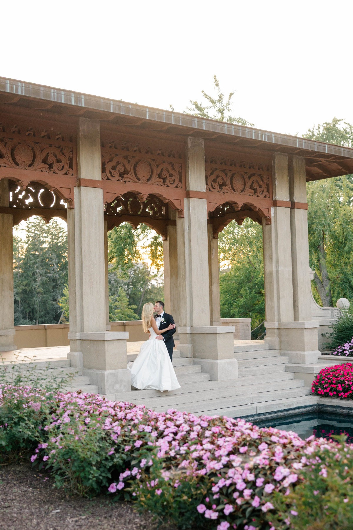 garden wedding venue with reflecting pool