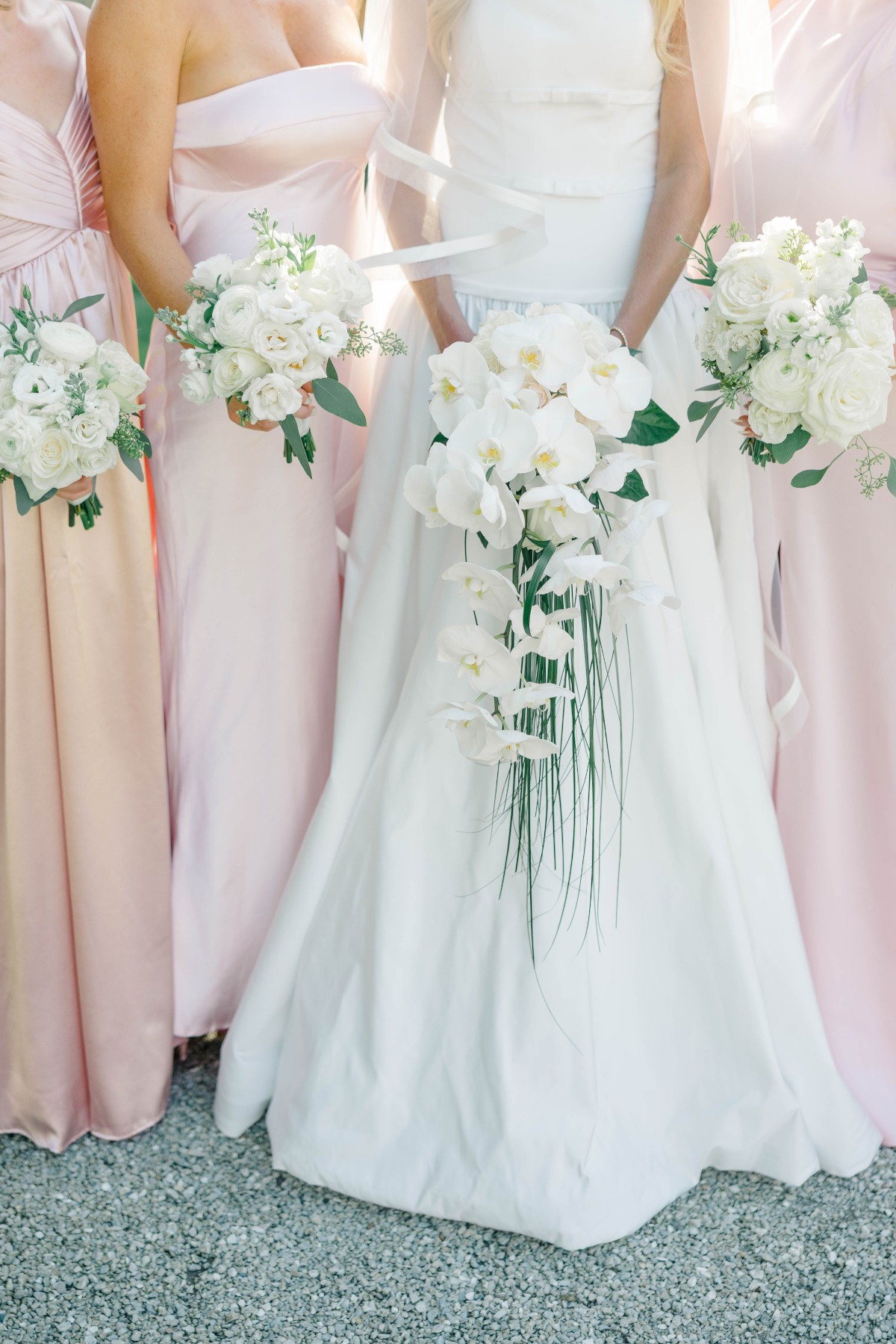 white orchid cascading bridal bouquet