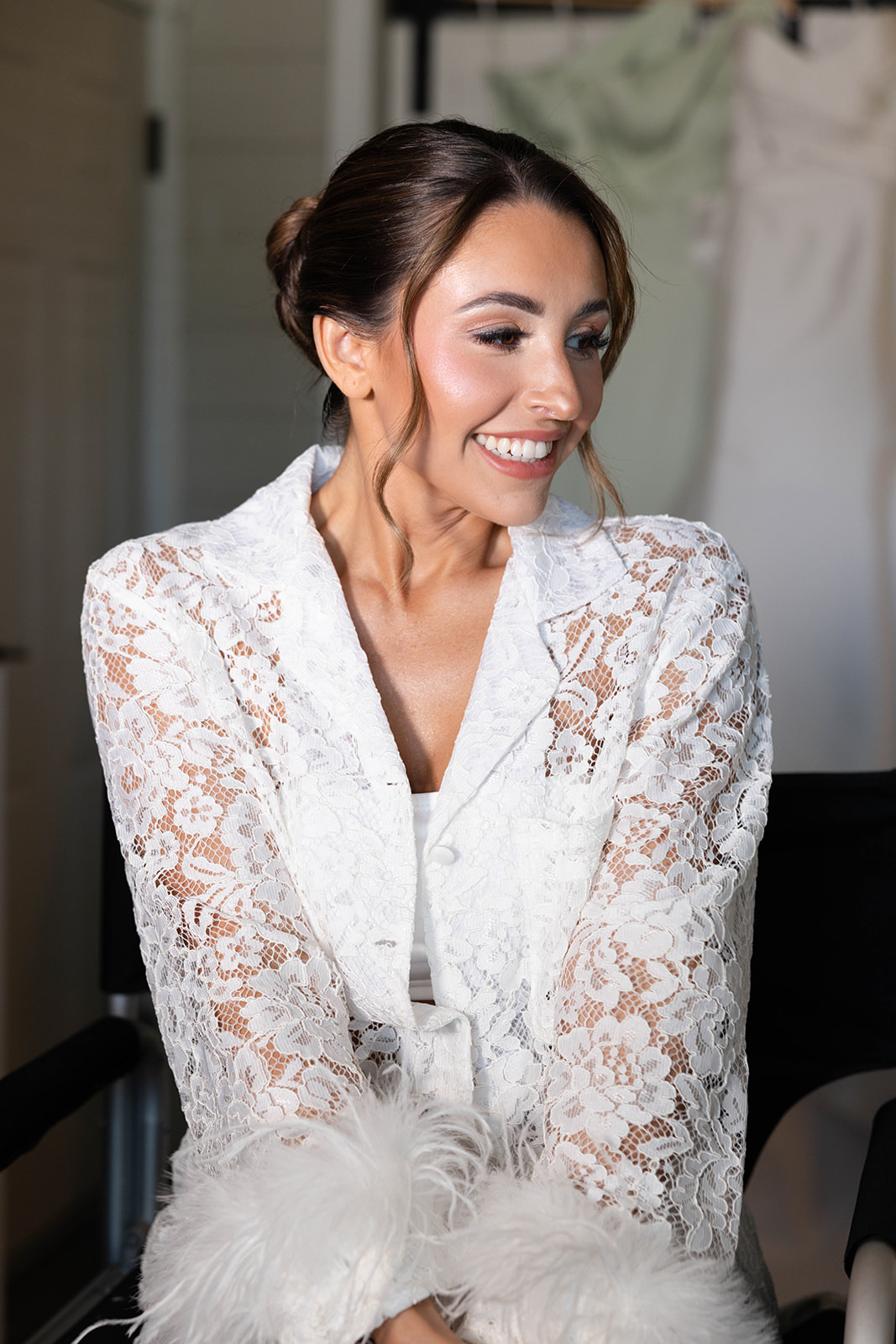 lace and feathers bridal pajama set