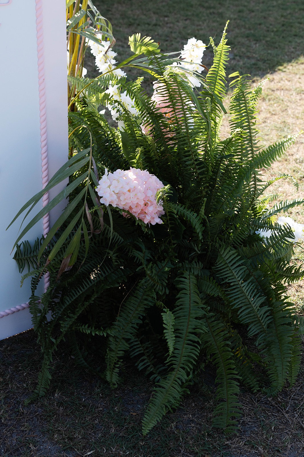 ferns and flowers arrangement for wedding
