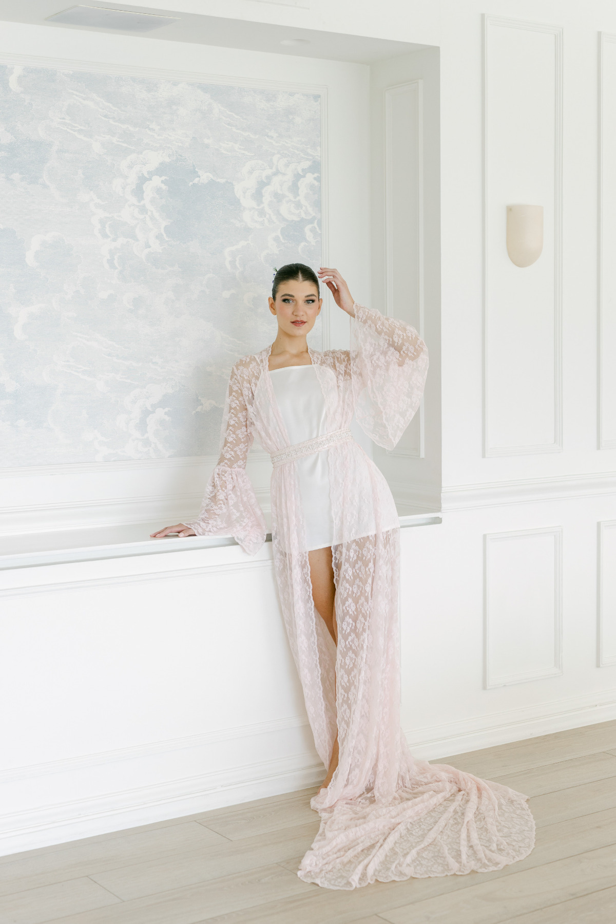 bridal robe with train