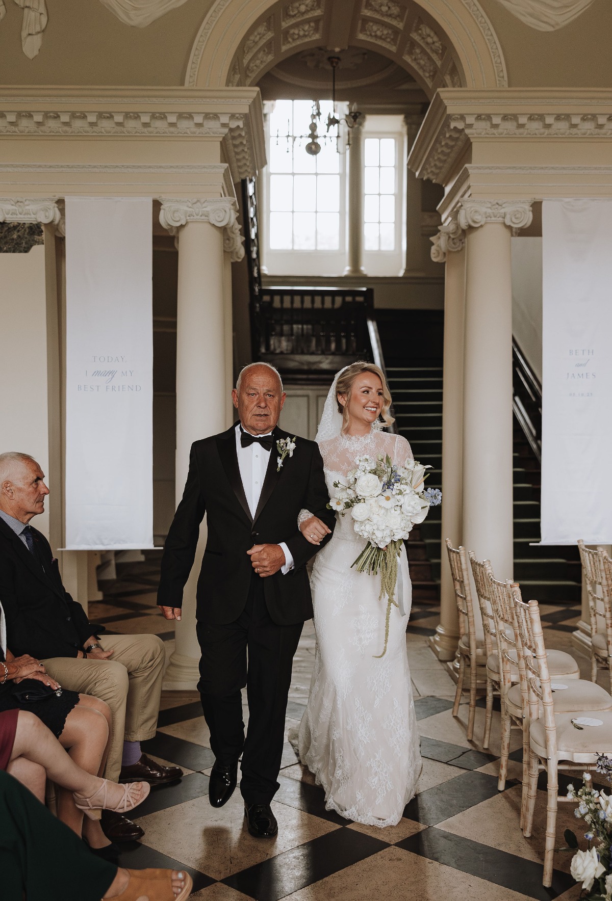 father walking bride down the aisle