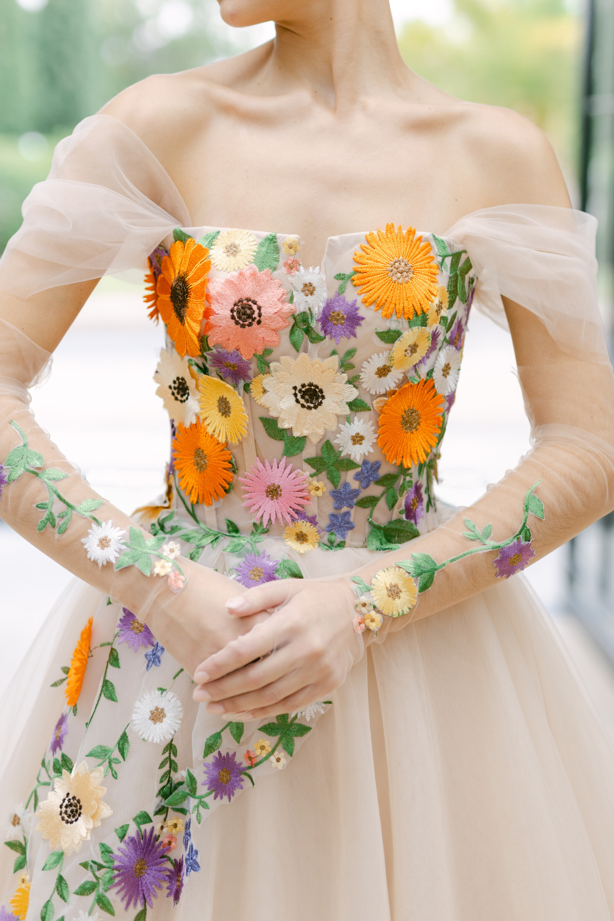 floral print wedding dress