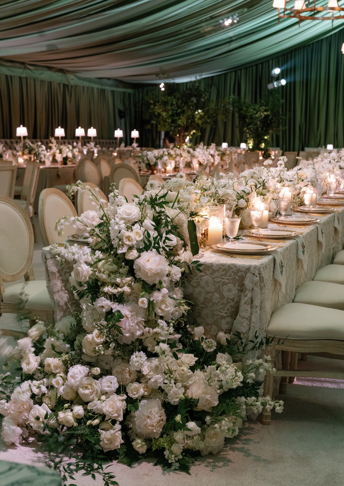 cascading floral garland centerpiece for wedding