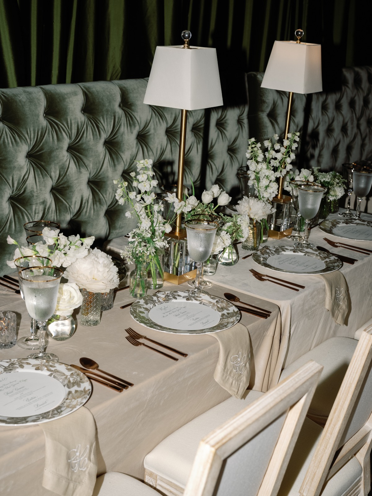 green and white winter wedding