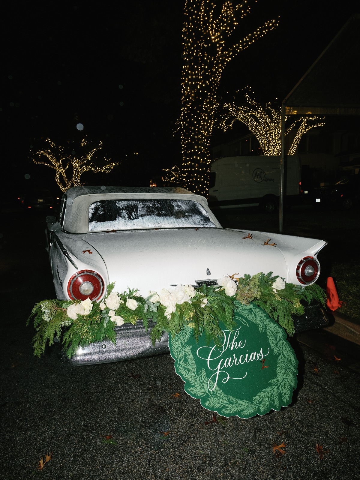 winter just married car garland ideas