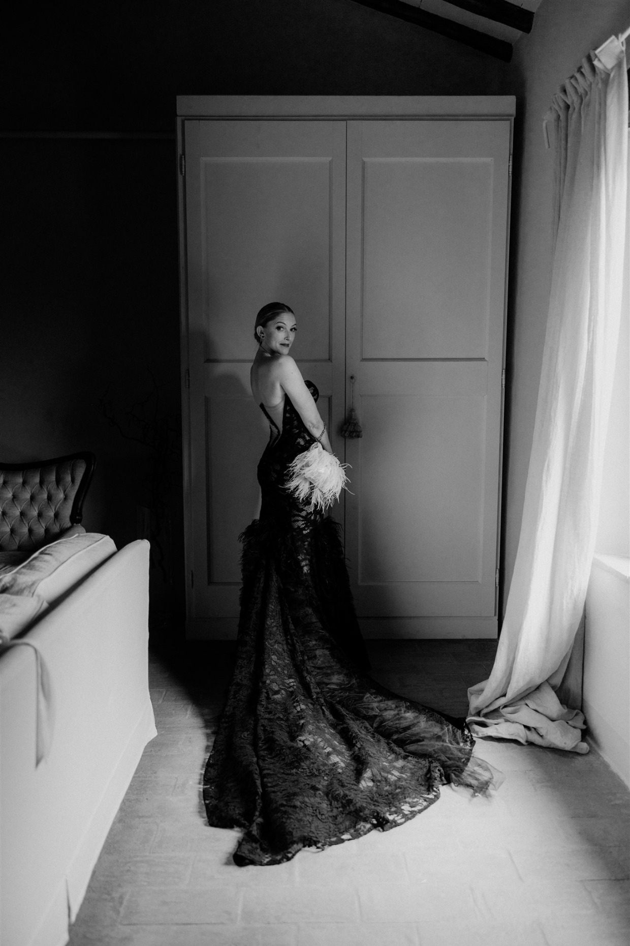 back view of fuego gown by galia lahav