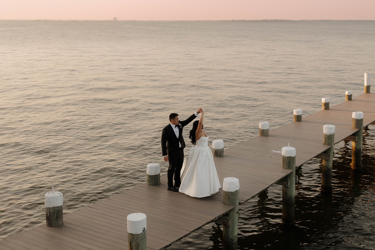 waterfront wedding portraits